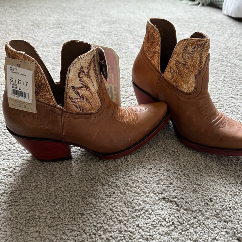 Ariat Tan and Brown Western Ankle Booties